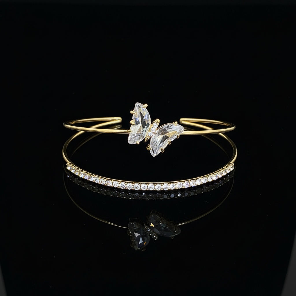 Clear crystal butterfly bracelet set