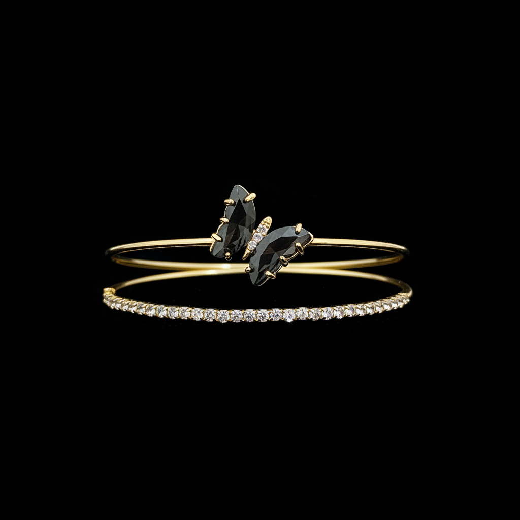 Dark gray butterfly bracelet set