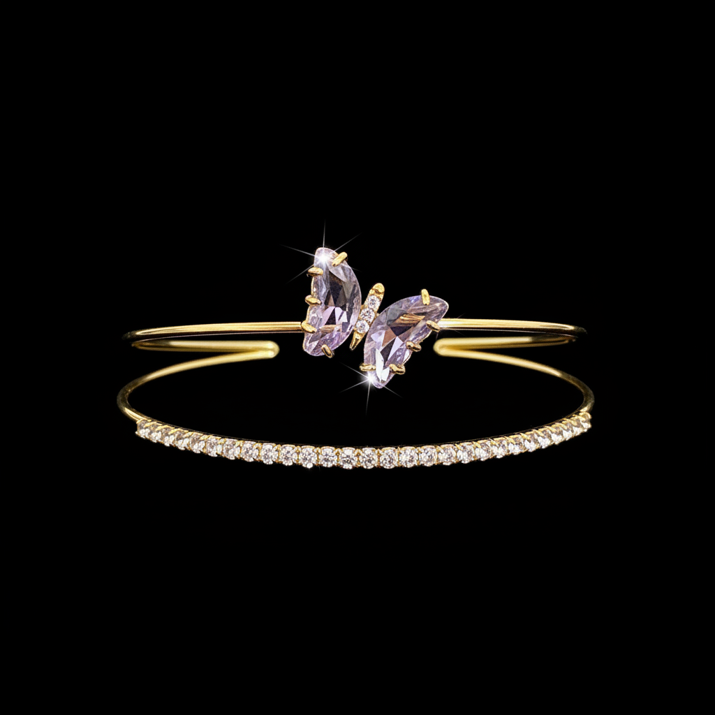Lilac butterfly bracelet set
