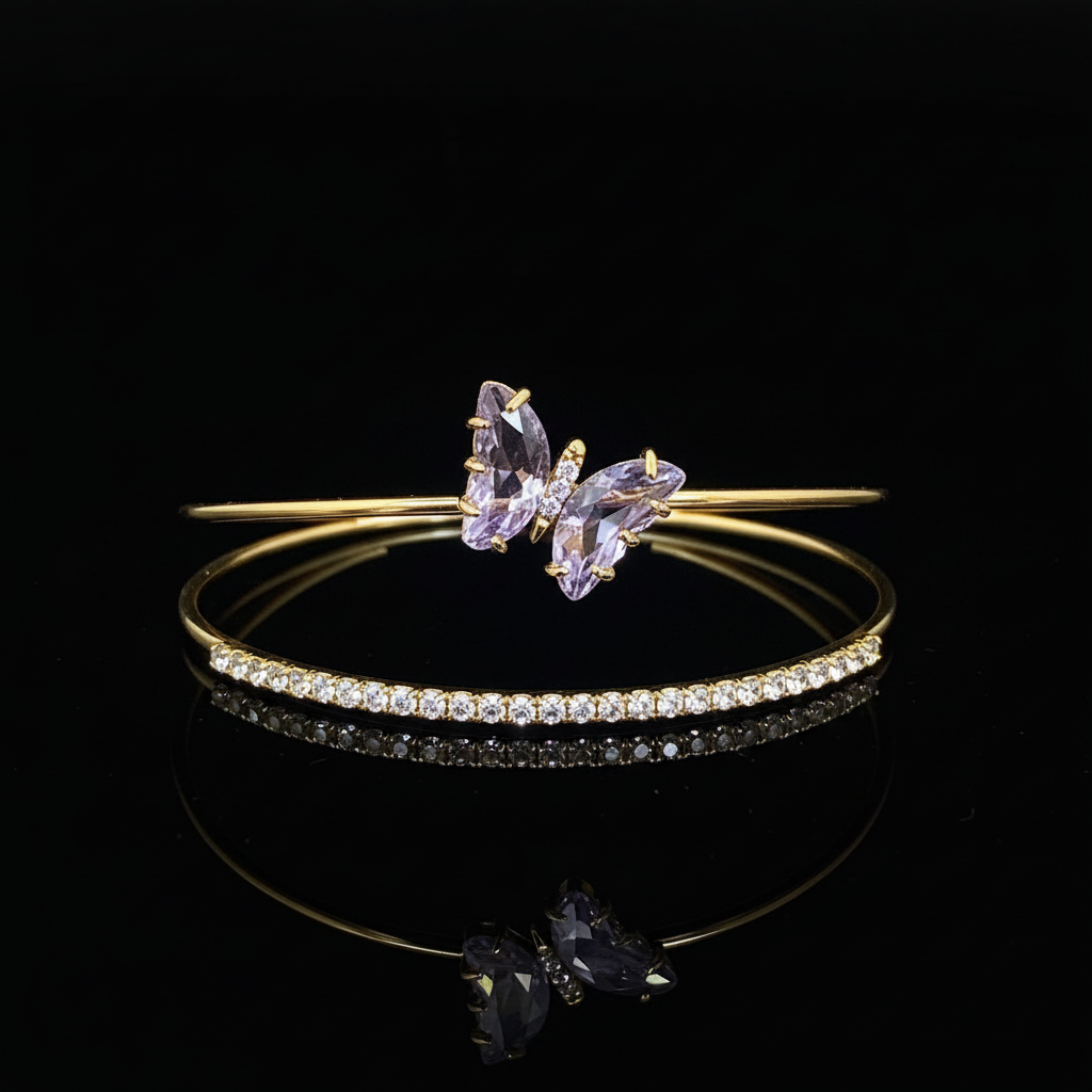 Purple butterfly bracelet set