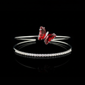 Red butterfly silver bracelet set