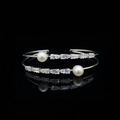 Silver pearl and crystal bangles